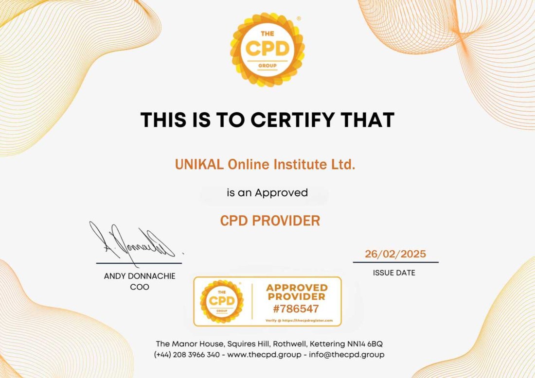 Сертификат: UNIKAL Online Institute, акредитиран CPD доставчик